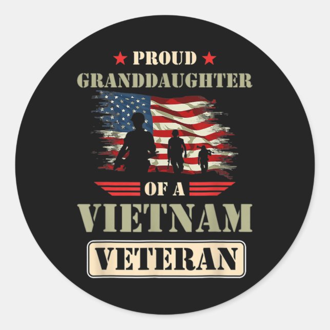 Stolze Enkelin eines vietnamesischen Veteranen-Ged Runder Aufkleber (Vorderseite)