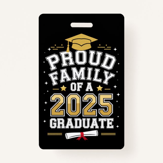 Stolze Familie eines Abschlusses mit 2025 Abschlus Ausweis (Vorderseite)