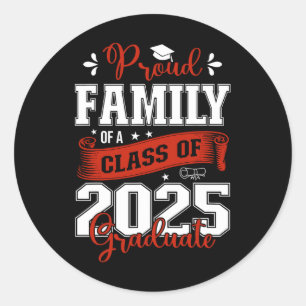 Stolze Familie mit 2025 Graduat für Graduati Runder Aufkleber