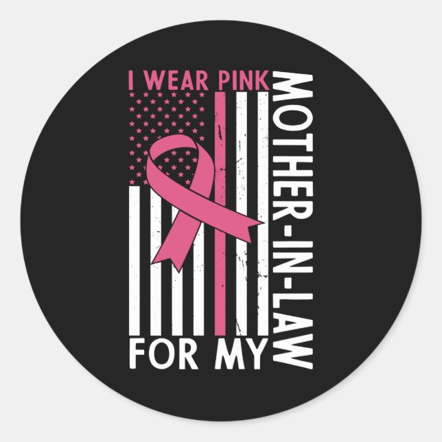 Stolze Familienbrustkrebserin Kriegerin Schwiegerm Runder Aufkleber (Vorderseite)