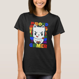 Stolze Gamer Gaymer Lesbische Mädchen Gamer Katzen T-Shirt