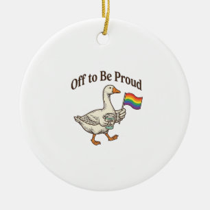 Stolze Gans Pride Parade Vintage-Shirt-Design_1 Keramik Ornament