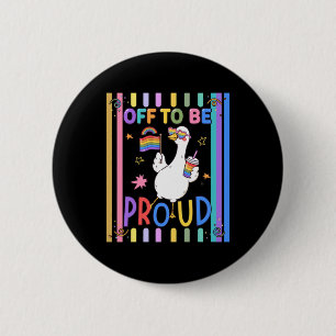 Stolze Gans Regenbogenflagge Spaß-Feier Button