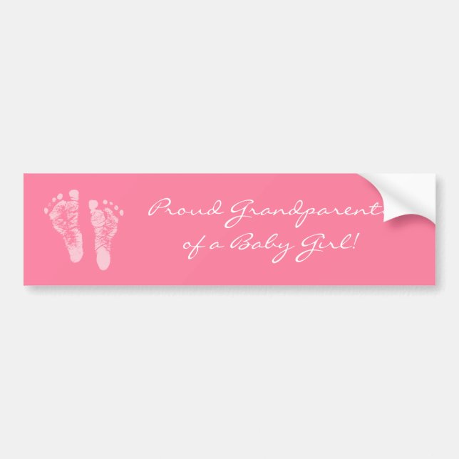 Stolze Großeltern eines Baby Girl Pink Footprints Autoaufkleber (Vorne)