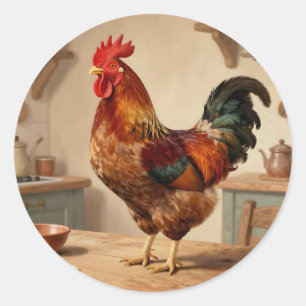 Stolze Hahnen-Farmhouse-Küche Runder Aufkleber