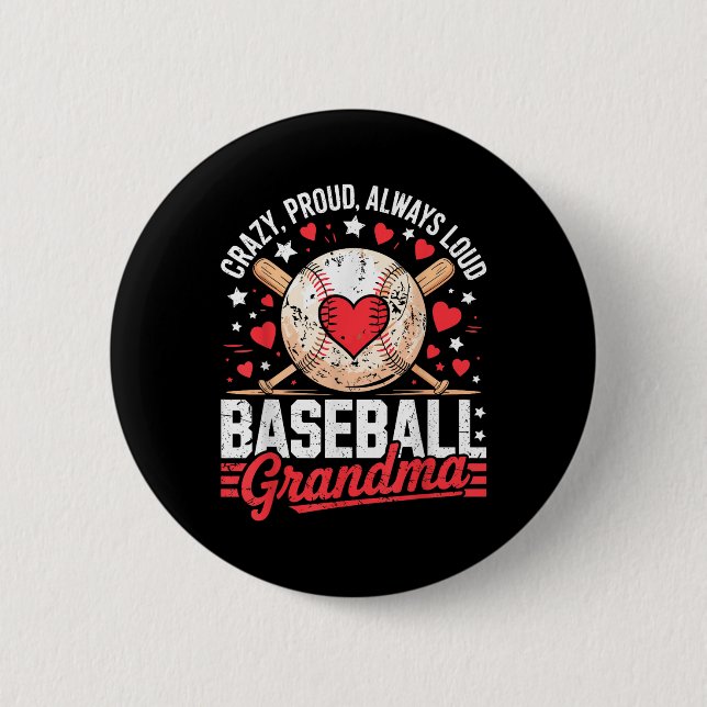 Stolze immer laute Oma Baseball Oma Mütter Button (Vorderseite)