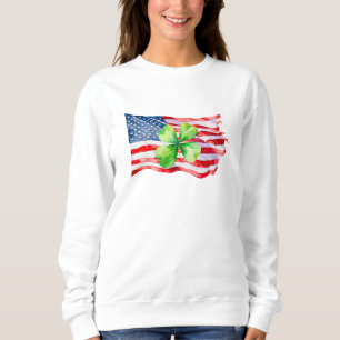 Stolze irisch-amerikanische Flagge 4-Blatt-Klee Ir Sweatshirt