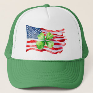 Stolze irisch-amerikanische Flagge 4-Blatt-Klee Ir Truckerkappe
