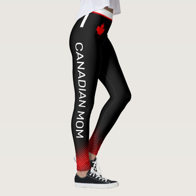 Stolze kanadische MAMA mit rotem Ahornleaf auf BLA Leggings (Rechts)