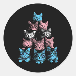 Stolze Katzen Transgender - LGBT Trans Flag Niedli Runder Aufkleber