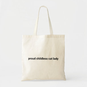 Stolze kinderlose Katzenfrau minimalistisch-lustig Tragetasche