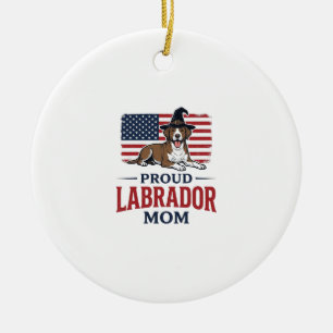 Stolze Labrador-Mama-patriotisches Hund-Halloween- Keramik Ornament