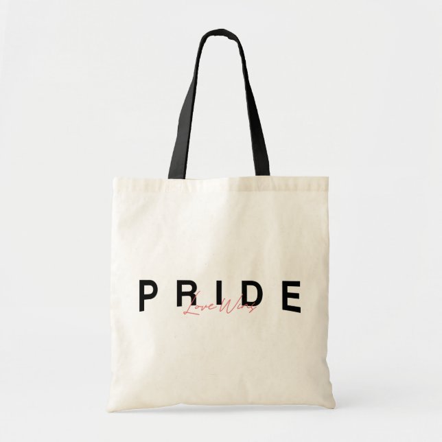 Stolze Liebe gewinnt farbenfrohe Rainbow LGBTQ Tragetasche (Vorne)