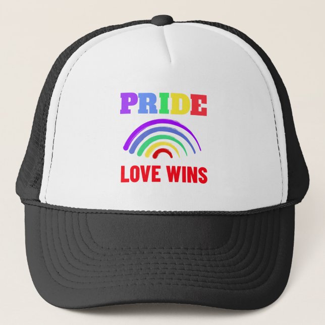 Stolze Liebe gewinnt LGBT Künstlerisch Rainbow Mot Truckerkappe (Vorderseite)