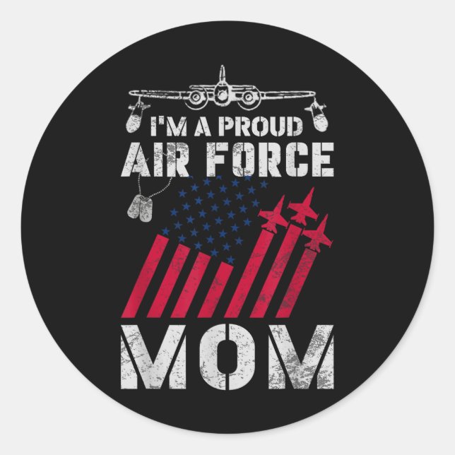 Stolze Mama der Luftwaffe Militär der USA Luftwaff Runder Aufkleber (Vorderseite)