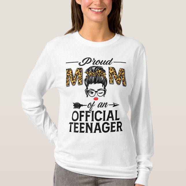 Stolze Mama des Offiziellen Leopard Print 13. Gebu T-Shirt (Vorderseite)