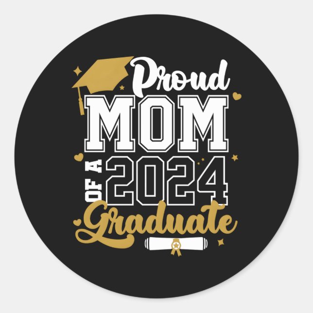 Stolze Mama einer 2024-Grad-Klasse 2024 Runder Aufkleber (Vorderseite)