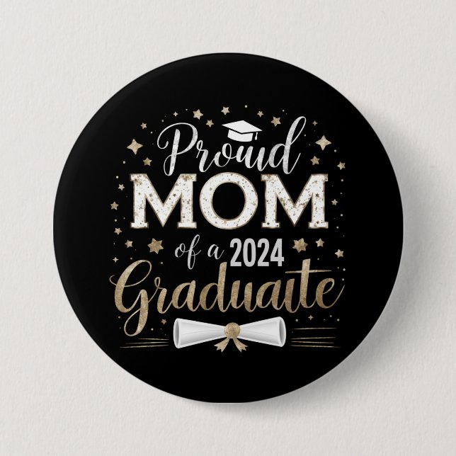 Stolze Mama einer 2024-Grad-Klasse Button (Vorderseite)
