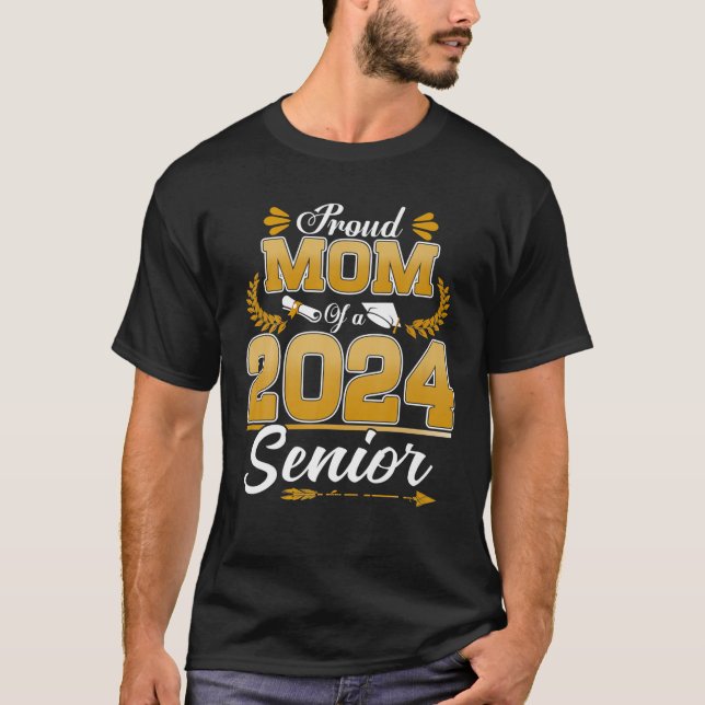 Stolze Mama einer Klasse von 2024 Senior 24 Abschl T-Shirt (Vorderseite)