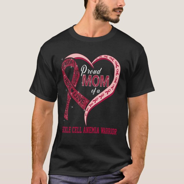 Stolze Mama einer Sichelzellanämie Kriegerband H T-Shirt (Vorderseite)