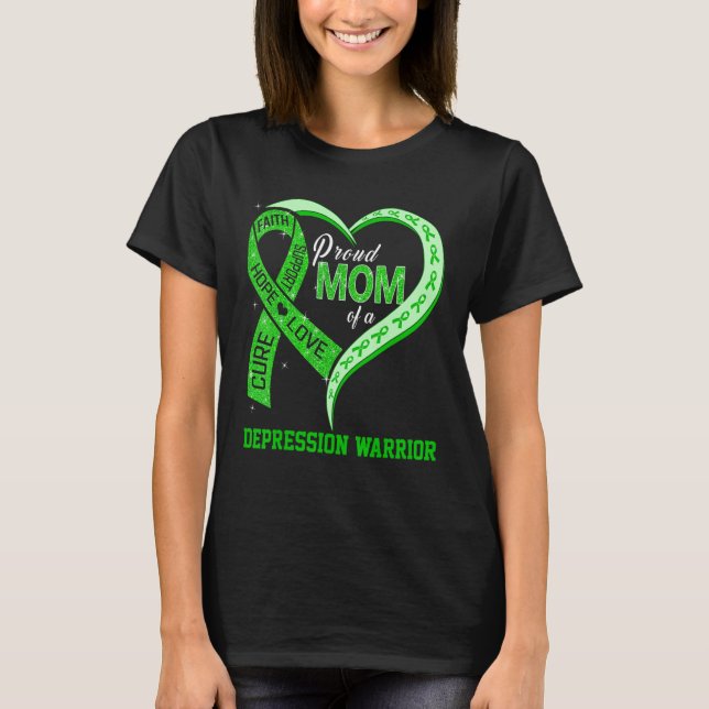 Stolze Mama eines Herzens eines Depressionskrieger T-Shirt (Vorderseite)