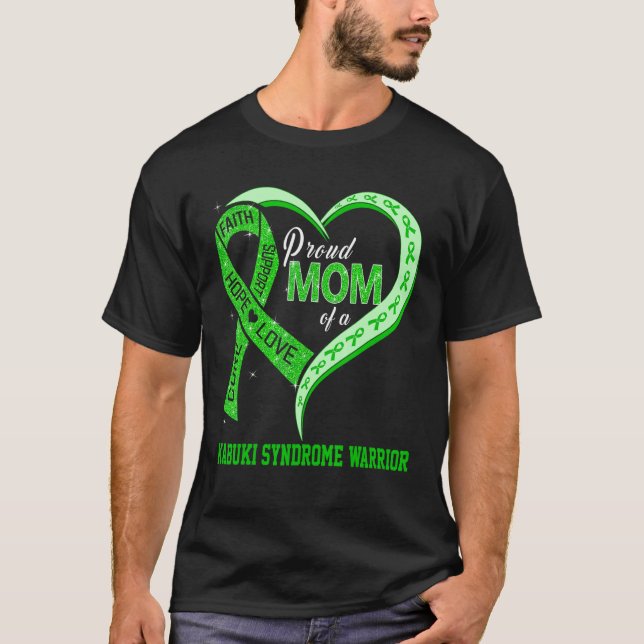 Stolze Mama eines Kabuki-Syndroms Krieger-Ribbon-H T-Shirt (Vorderseite)