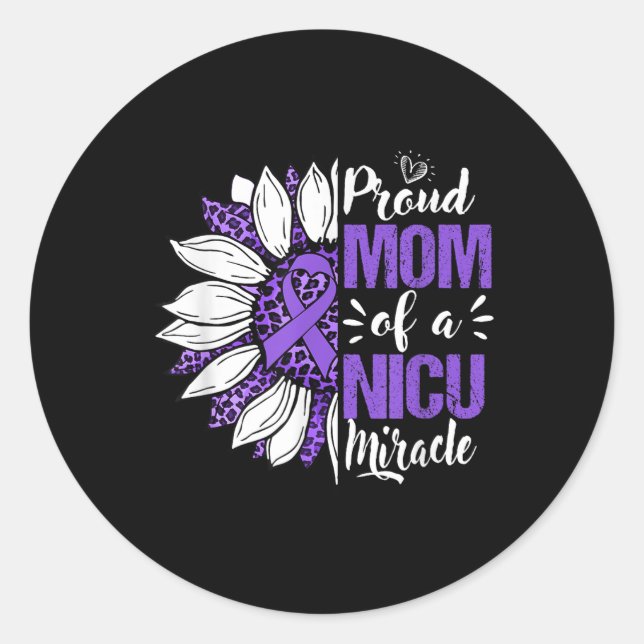 Stolze Mama eines Nicu-Wunders Sonnenblume Frührei Runder Aufkleber (Vorderseite)