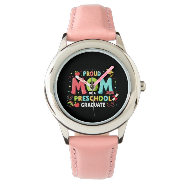 Stolze Mama eines Vorschulabsolventen Armbanduhr (Vorderseite)