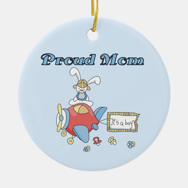 Stolze Mama Flugzeug Es ist ein Junge Geschenke Keramik Ornament (Vorne)