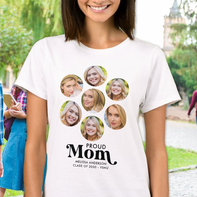 Stolze MAMA Moderner, benutzerdefinierter 7 Foto C T-Shirt (Von Creator hochgeladen)