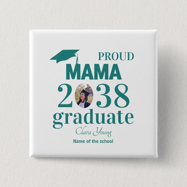 Stolze Mama personalisiertes Abschlusshemd Button (Vorderseite)