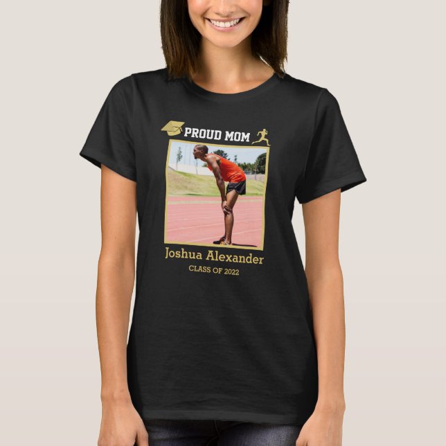 Stolze Mama: Track Läufer gratulieren Absolvent T-Shirt (Vorderseite)