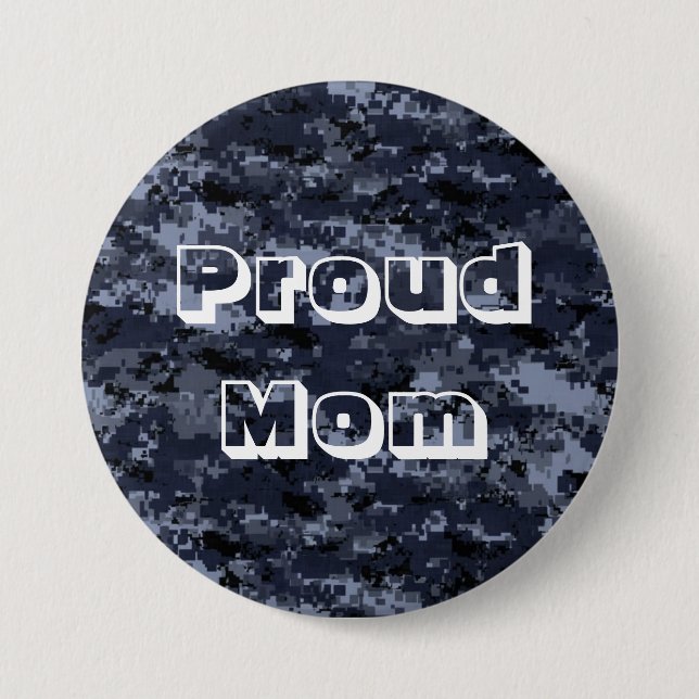 Stolze Mama U.S. Military Blue Camouflage Button (Vorderseite)