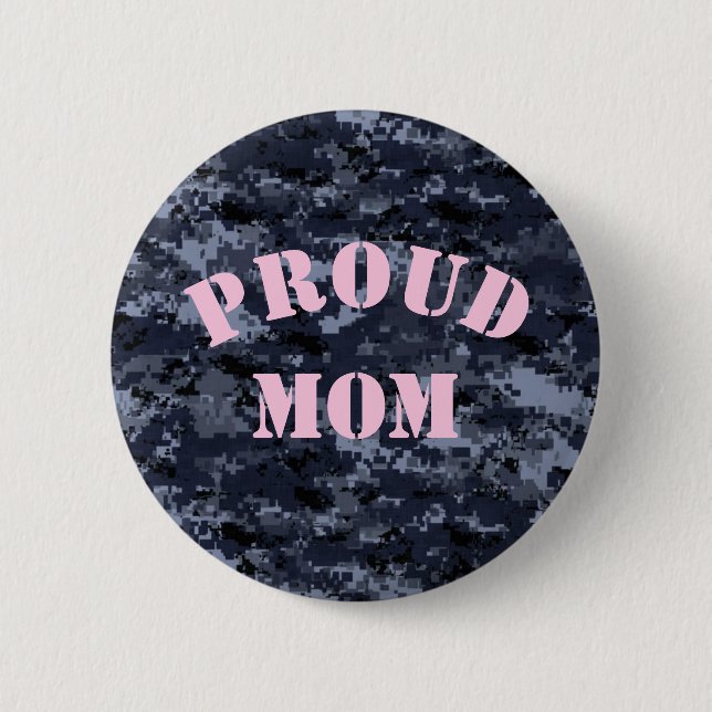 Stolze Mama U.S. Military Blue Camouflage Button (Vorderseite)
