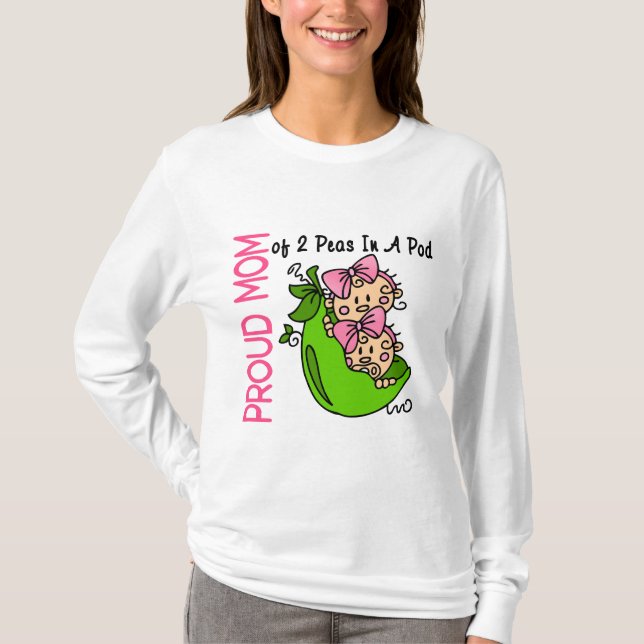 Stolze Mama von 2 Erbsen in einer Hülse (Mädchen) T-Shirt (Vorderseite)