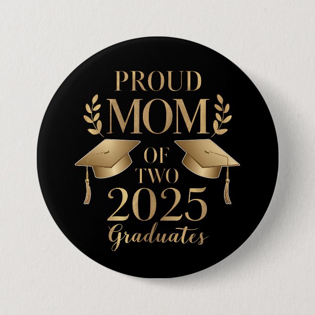 Stolze Mama von zwei 2025 Graduate Twins Button (Vorderseite)