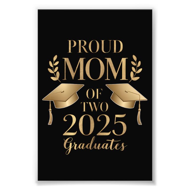 Stolze Mama von zwei 2025 Graduate Twins Fotodruck (Vorne)