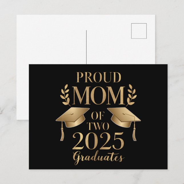 Stolze Mama von zwei 2025 Graduate Twins Postkarte (Vorne/Hinten)