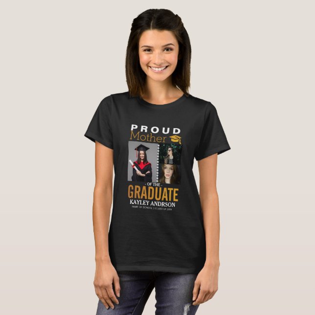 Stolze Mutter der Graduate 3 Fotos T-Shirt (Vorne ganz)