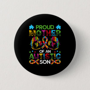 Stolze Mutter eines autistischen Sohnes Autismus-B Button