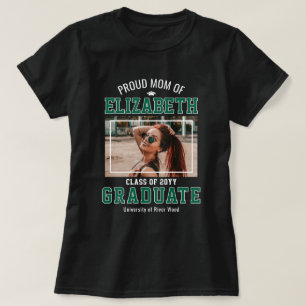 Stolze Mutter Foto Absolventin Mutter Grün T-Shirt
