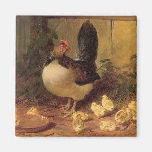 Stolze Mutterhenne und ihre Hühner (Baby Chickens) Magnet
