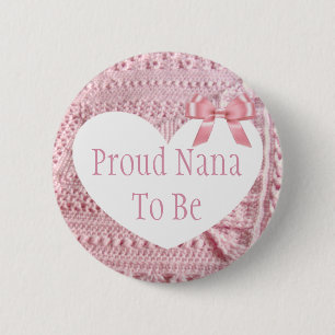 Stolze Nana, zum rosa Bogen-Babyparty-Knopf zu Button