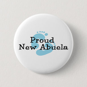 Stolze neue Abuela Baby Jungen Fußabdrücke Button