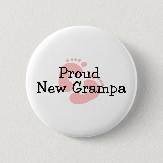 Stolze neue Grampa Baby-Abdrücke Button (Vorderseite)