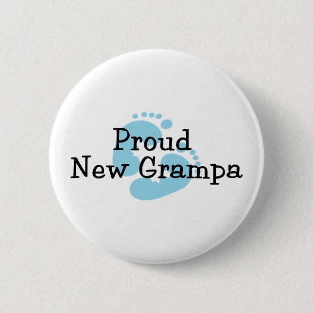 Stolze neue Grampa Baby-Abdrücke Button (Vorderseite)