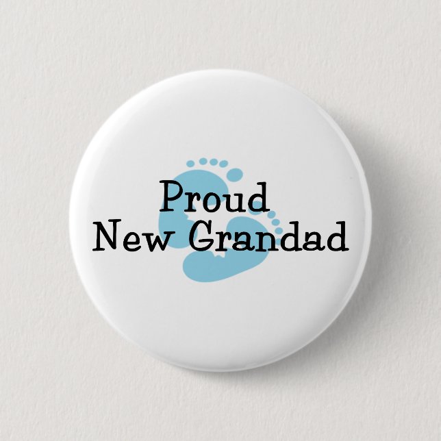 Stolze neue Grandad-Baby-Abdrücke Button (Vorderseite)