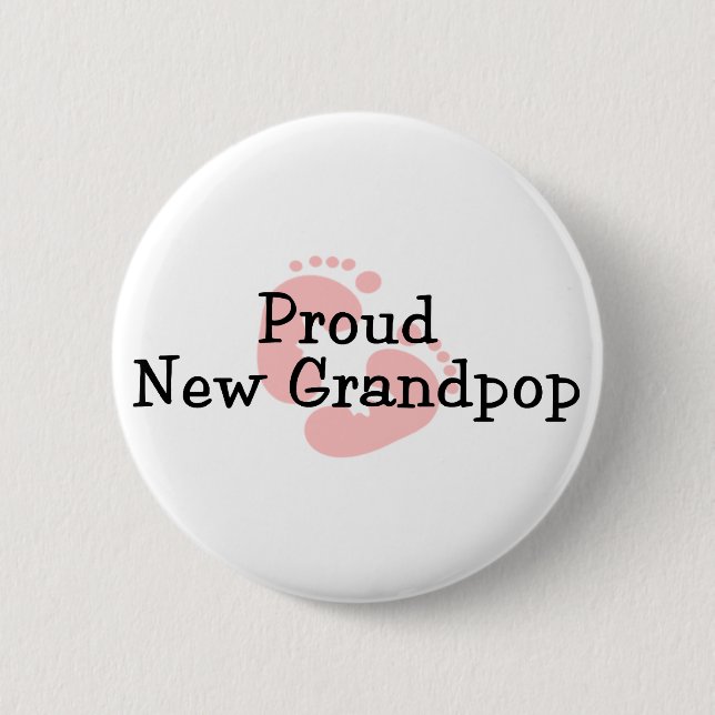 Stolze neue Grandpop Baby-Abdrücke Button (Vorderseite)