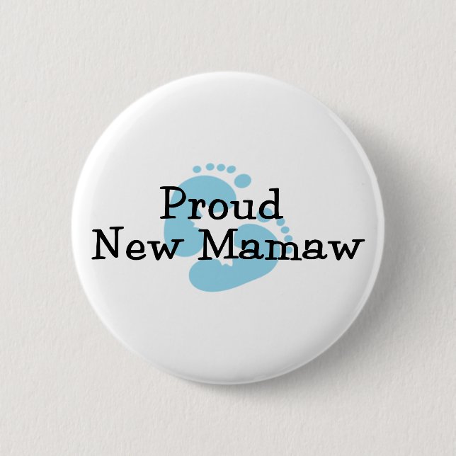 Stolze neue Mamaw Baby-Abdrücke Button (Vorderseite)