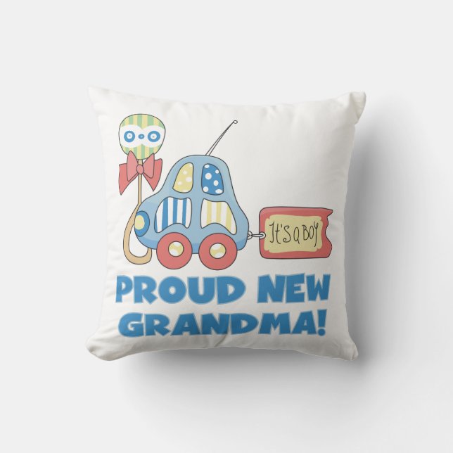 Stolze neue Oma Es ist ein Junge Geschenke Kissen (Vorderseite)